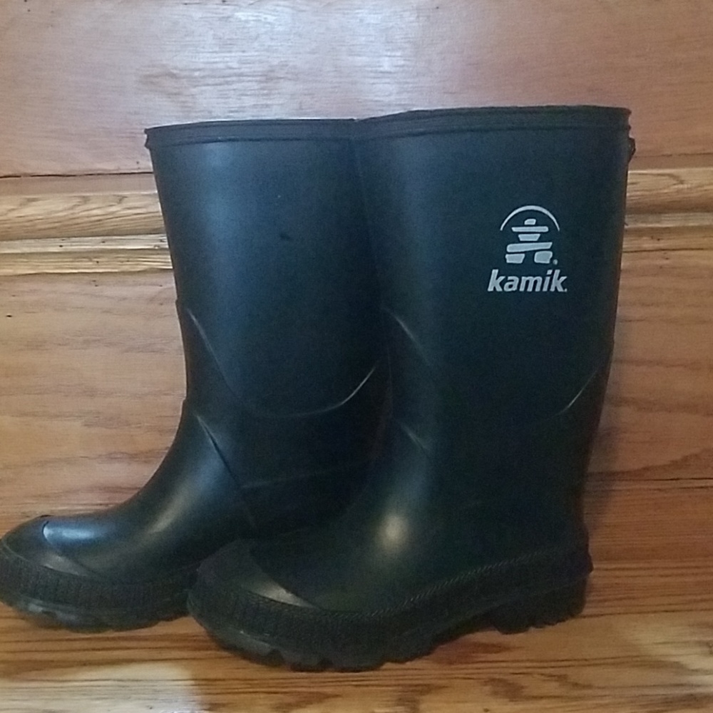 Little boys size 11 black rain boots